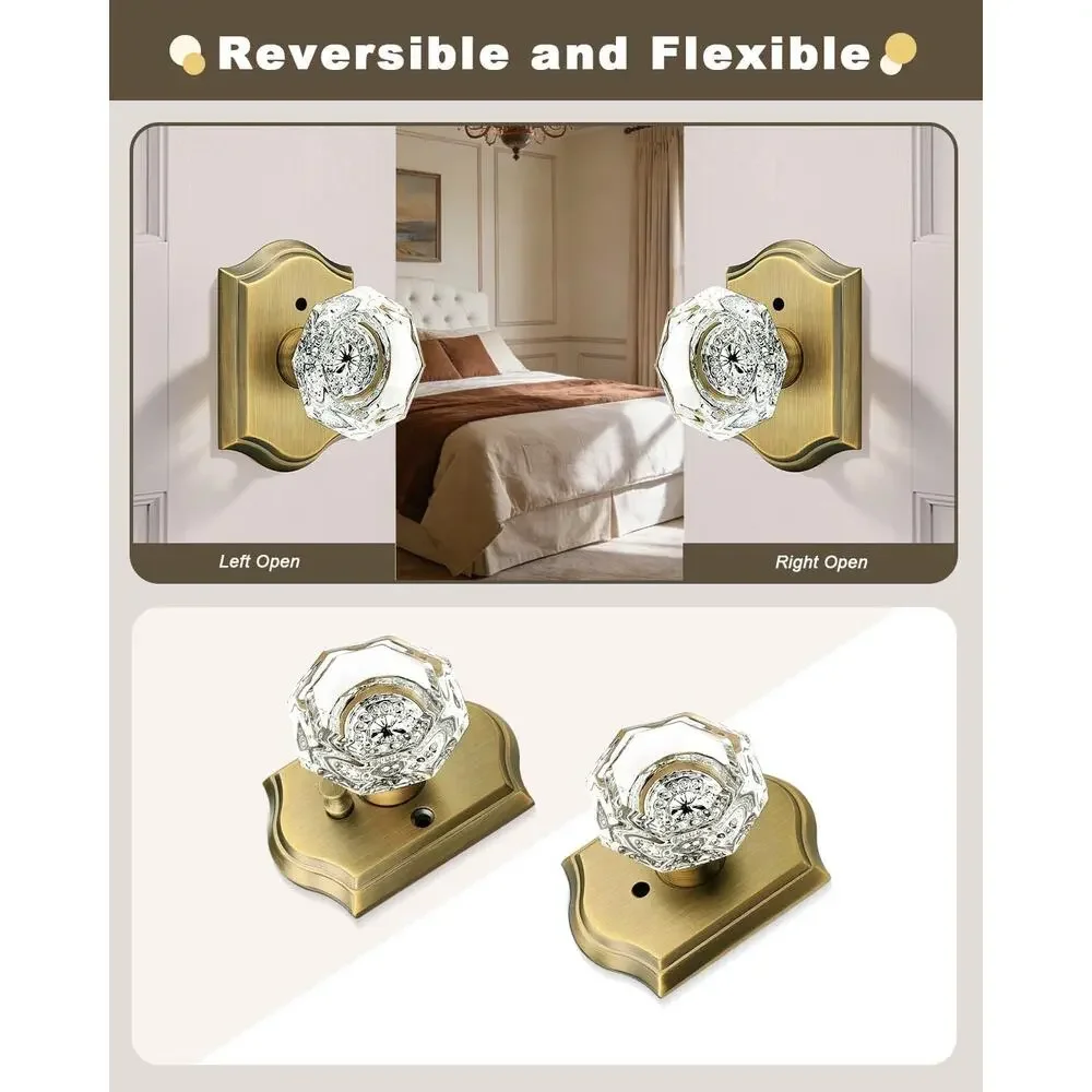 Brass Golden Tone Elegant Bathroom Door Nob New